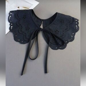 Chic Black Embroidered collar S125